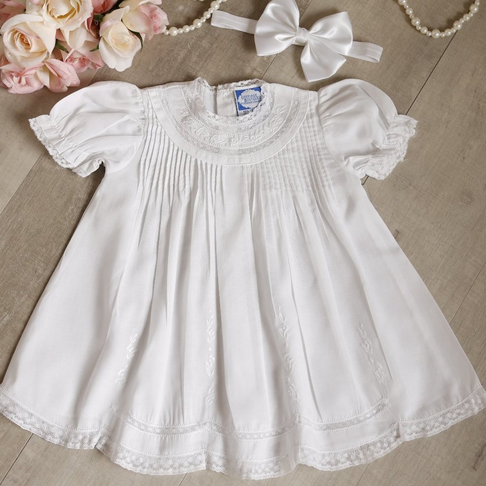 White Heirloom Slip Dress Vintage Lace PinTucks Embroidery Feltman Friedknit NWT